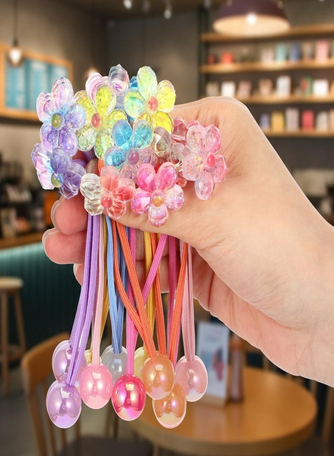 Yuanchu 12Pcs Ball Charm Hair Ties for Women, Colored Camellia Bead Rubber Bands Bubble Ponytail Holders with Balls No Damage Hair Accessories - Image 1